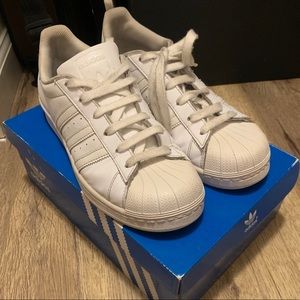 White Adidas Superstars 6US W